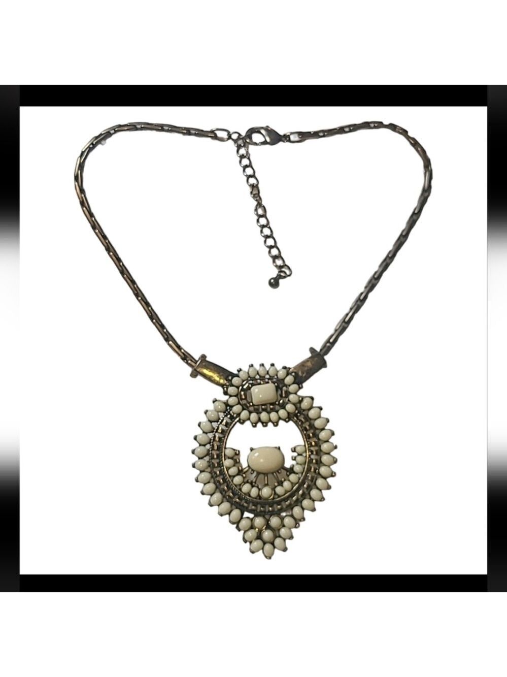 Vintage Stella & Dot Havana Statement Necklace Matte Gold Tone 16"-19"